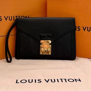Louis Vuitton Epi Pochette Sellier Draggone Black Clutch Bag